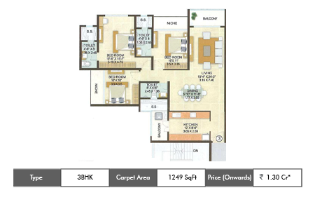 3 BHK Floor Plan