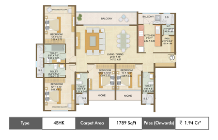 4 BHK Floor Plan